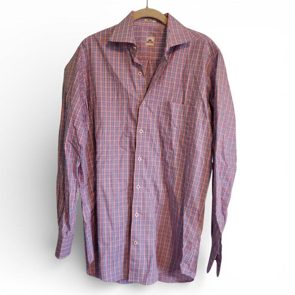 Peter Millar Colorful Plaid Button Up Long Sleeve Shirt Men's Size Medium
